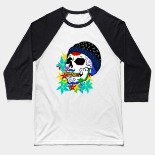 Skull and Flowers Baseball T-Shirt